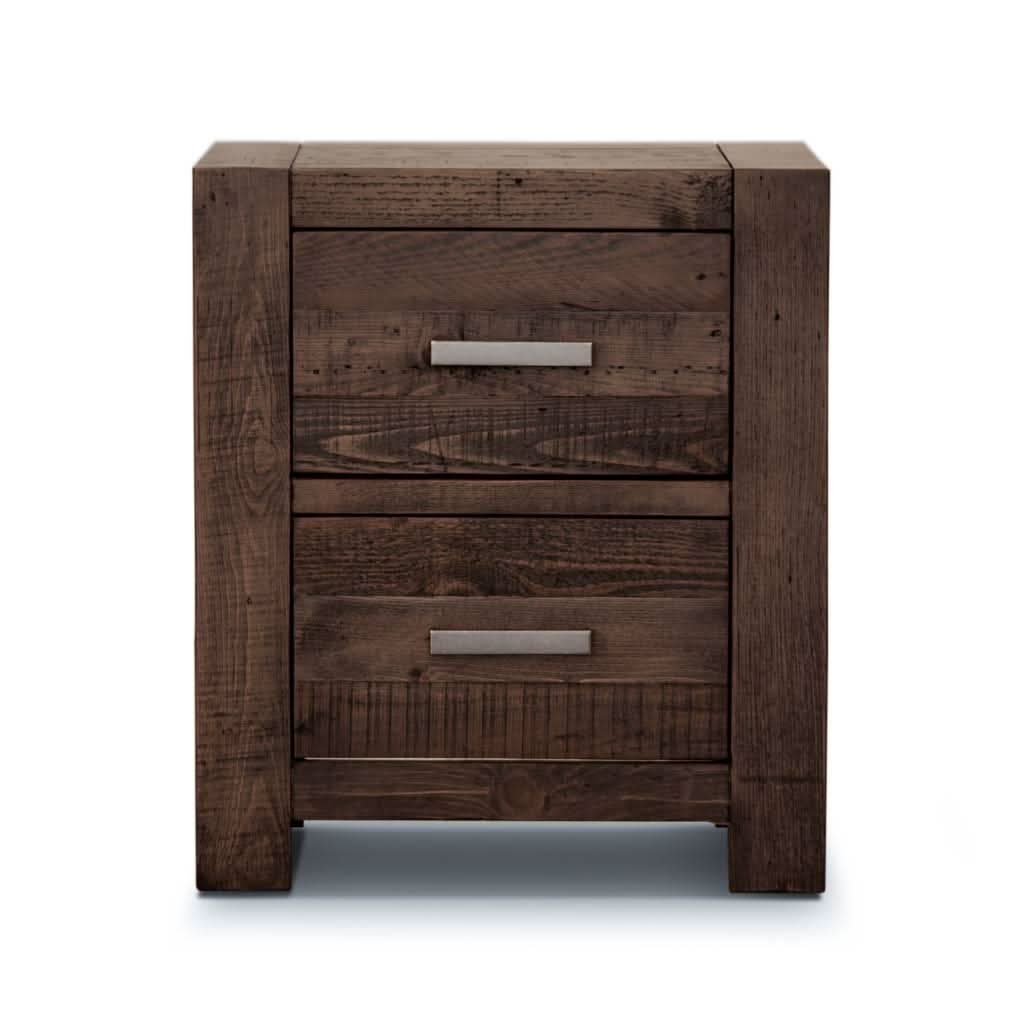 2 X SOLID RECYCLED PINE ASHGAR BEDSIDE TABLES IN STONE GREY - MyChocolateWood