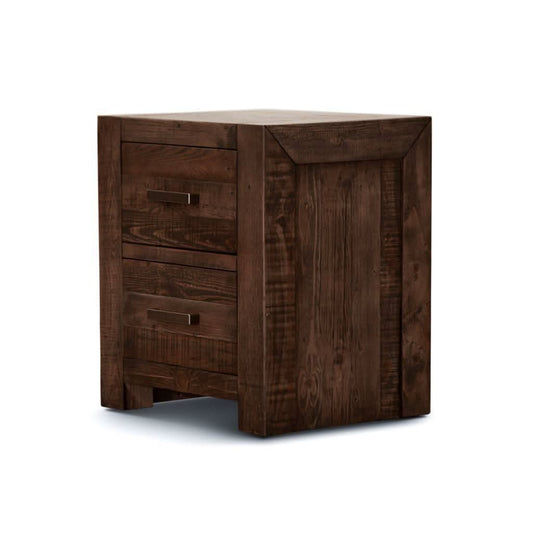 2 X SOLID RECYCLED PINE ASHGAR BEDSIDE TABLES IN STONE GREY - MyChocolateWood