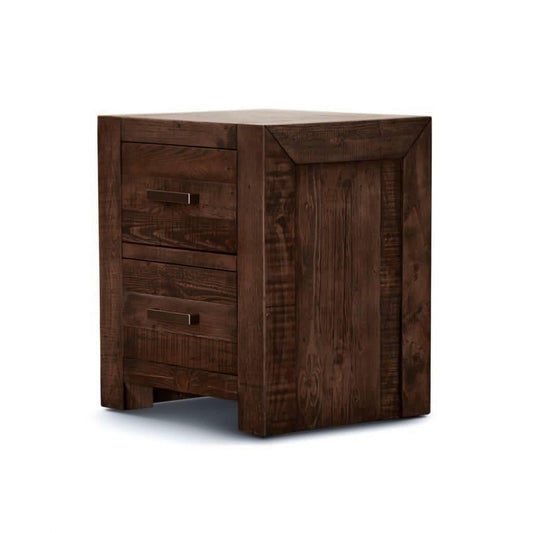 2 X SOLID RECYCLED PINE ASHGAR BEDSIDE TABLES IN STONE GREY - MyChocolateWood