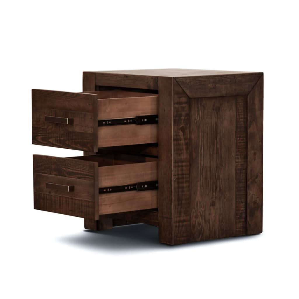 2 X SOLID RECYCLED PINE ASHGAR BEDSIDE TABLES IN STONE GREY - MyChocolateWood