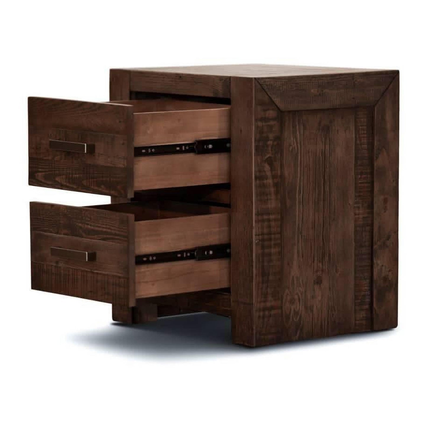 2 X SOLID RECYCLED PINE ASHGAR BEDSIDE TABLES IN STONE GREY