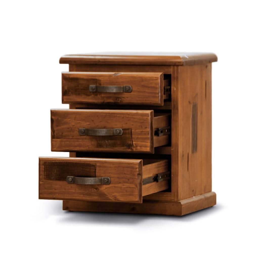 MILLER SOLID PINE BEDSIDE TABLE - ROUGH SAWN BLACKWOOD - MyChocolateWood
