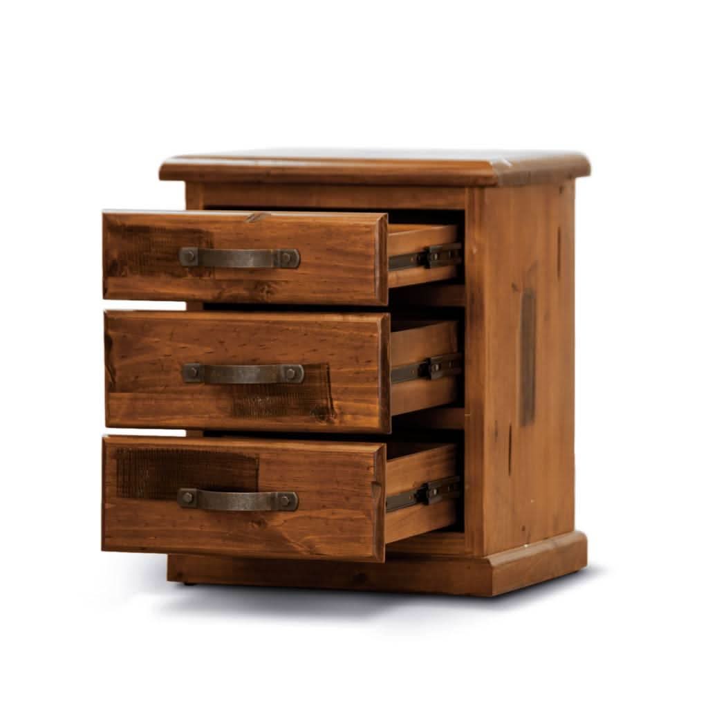 MILLER SOLID PINE BEDSIDE TABLE - ROUGH SAWN BLACKWOOD - MyChocolateWood