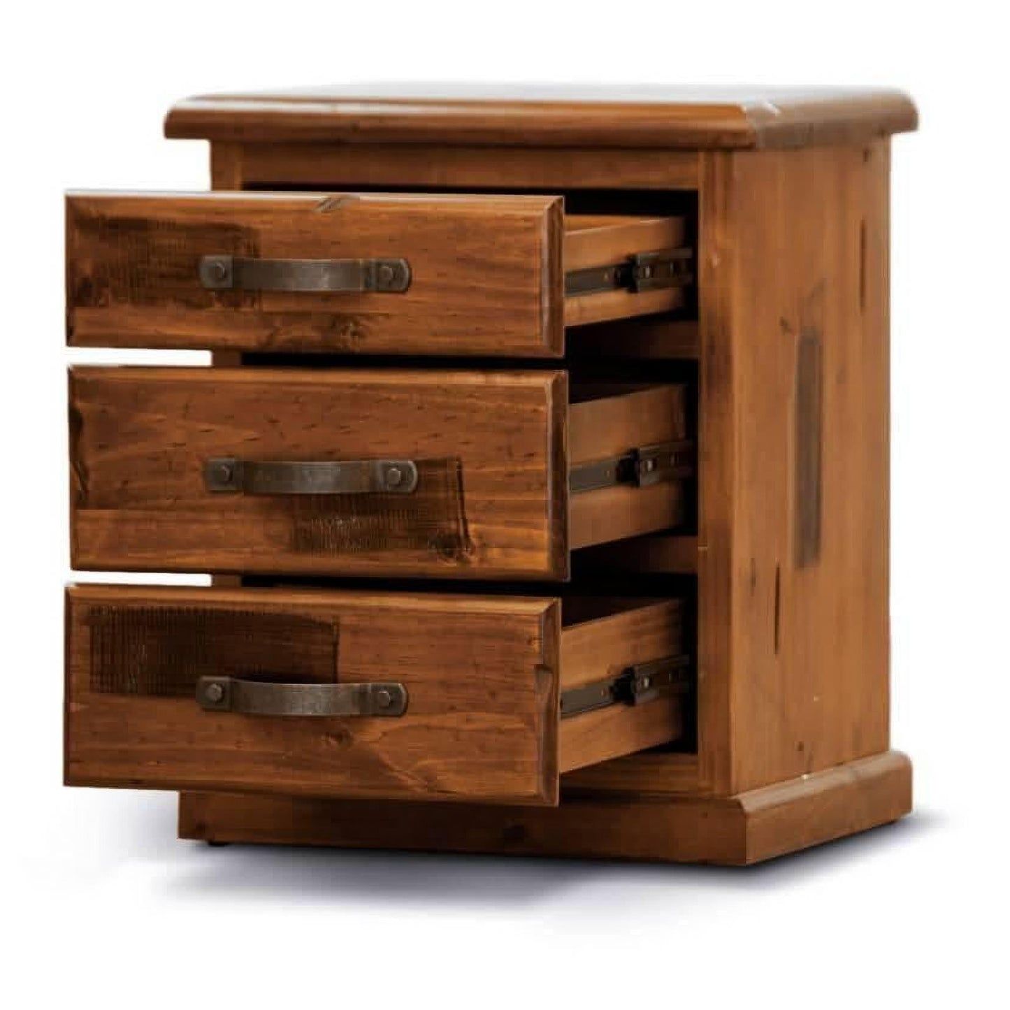 MILLER SOLID PINE BEDSIDE TABLE - ROUGH SAWN BLACKWOOD