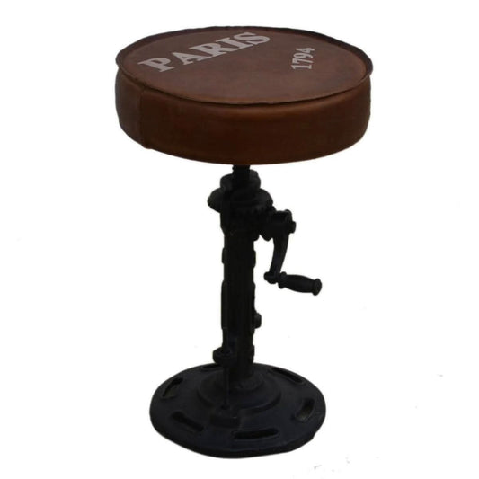 4 X PARIS INDUSTRIAL WIND-UP CAST-IRON BAR STOOL - MyChocolateWood
