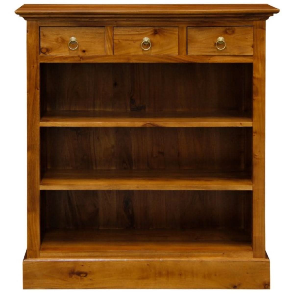 ADELAIDE SOLID MAHOGANY TIMBER 3 DRAWERS & 3 SHELVES BOOKCASE IN LIGHT PECAN - MyChocolateWood