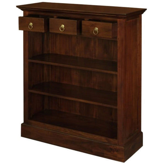 ADELAIDE SOLID MAHOGANY TIMBER 3 DRAWERS & 3 SHELVES BOOKCASE IN MAHOGANY - MyChocolateWood
