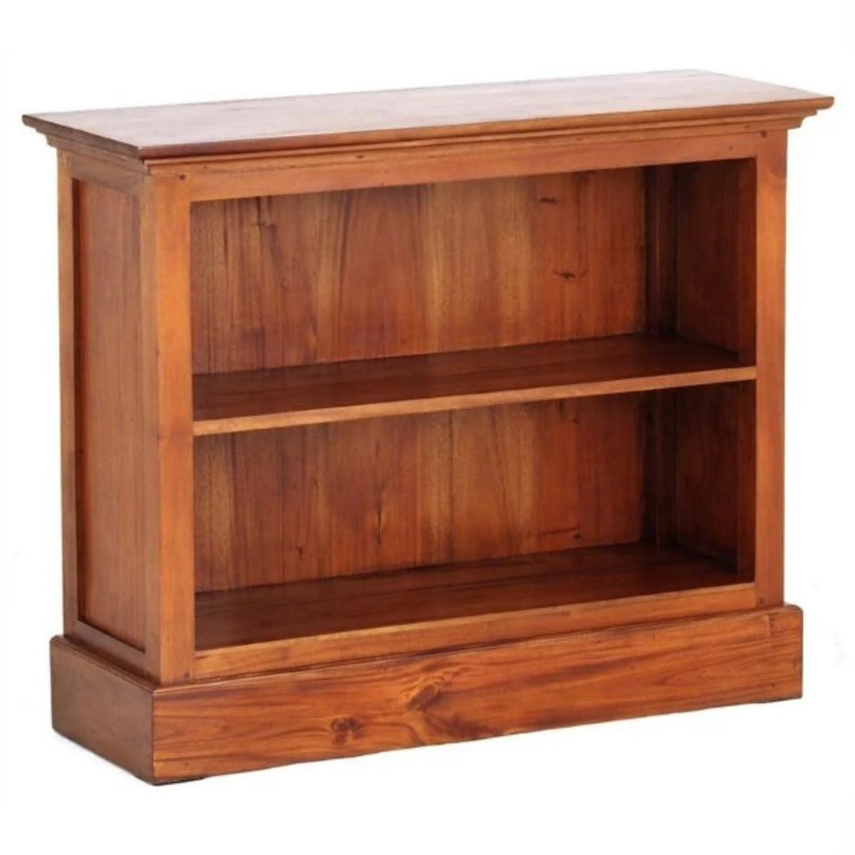 ADELAIDE SOLID MAHOGANY TIMBER LOW BOOKCASE IN LIGHT PECAN