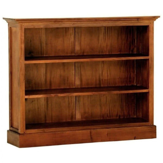 ADELAIDE SOLID MAHOGANY TIMBER WIDE BOOKCASE IN LIGHT PECAN - MyChocolateWood