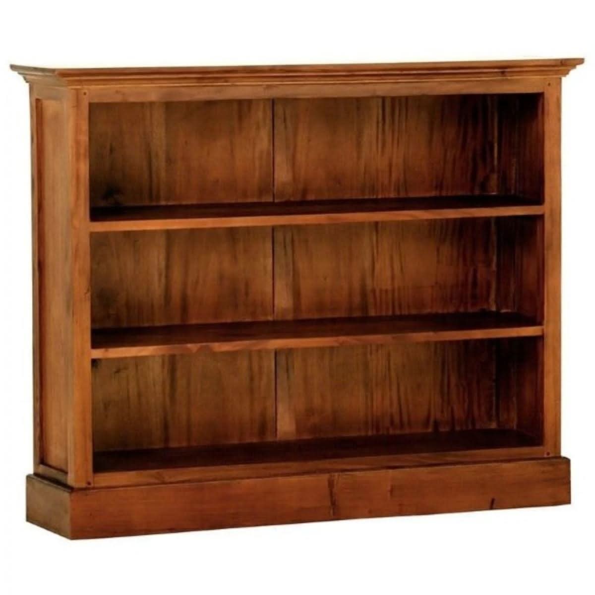 ADELAIDE SOLID MAHOGANY TIMBER WIDE BOOKCASE IN LIGHT PECAN - MyChocolateWood