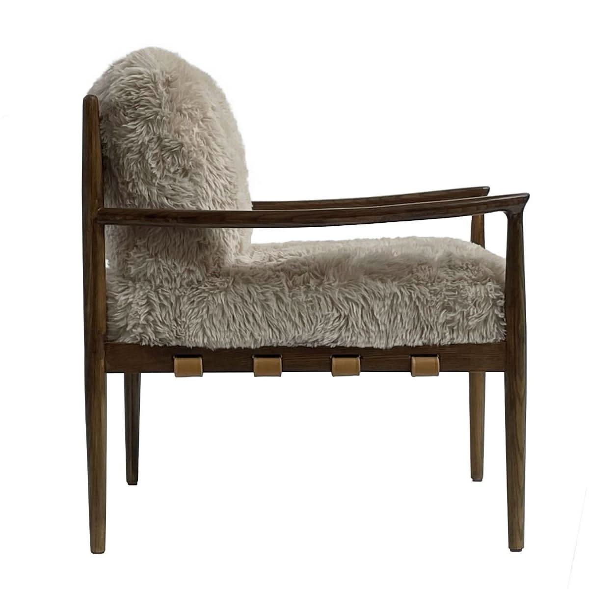 ALABAMA FAUX SHEEP SKIN/ASHWOOD ARMCHAIR /LOUNGE CHAIR IN BEIGE - MyChocolateWood