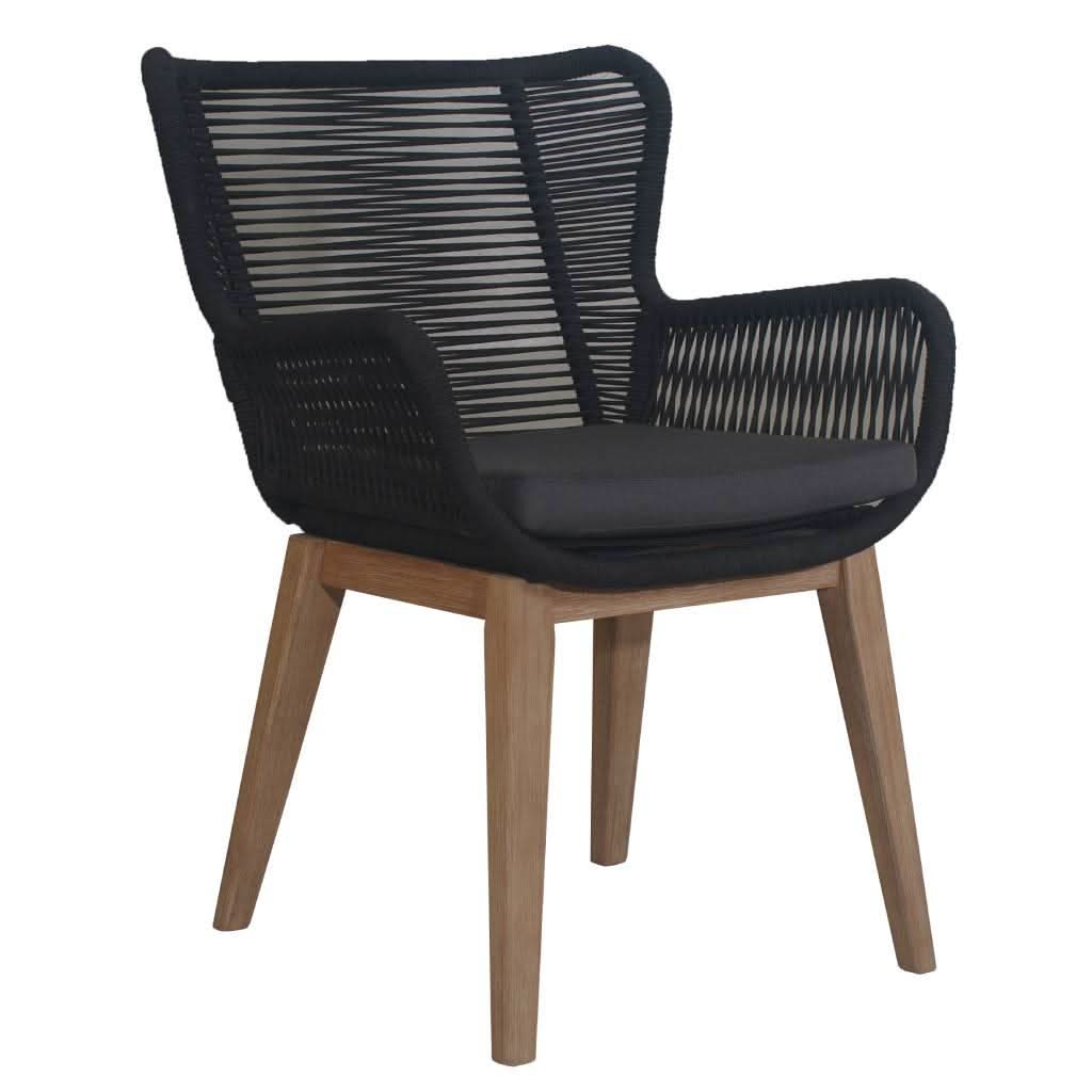 ALANYA 5 PIECE ROUND OUTDOOR DINING SETTING EUCALYPTUS TIMBER BLACK/GREY/NATURAL - MyChocolateWood