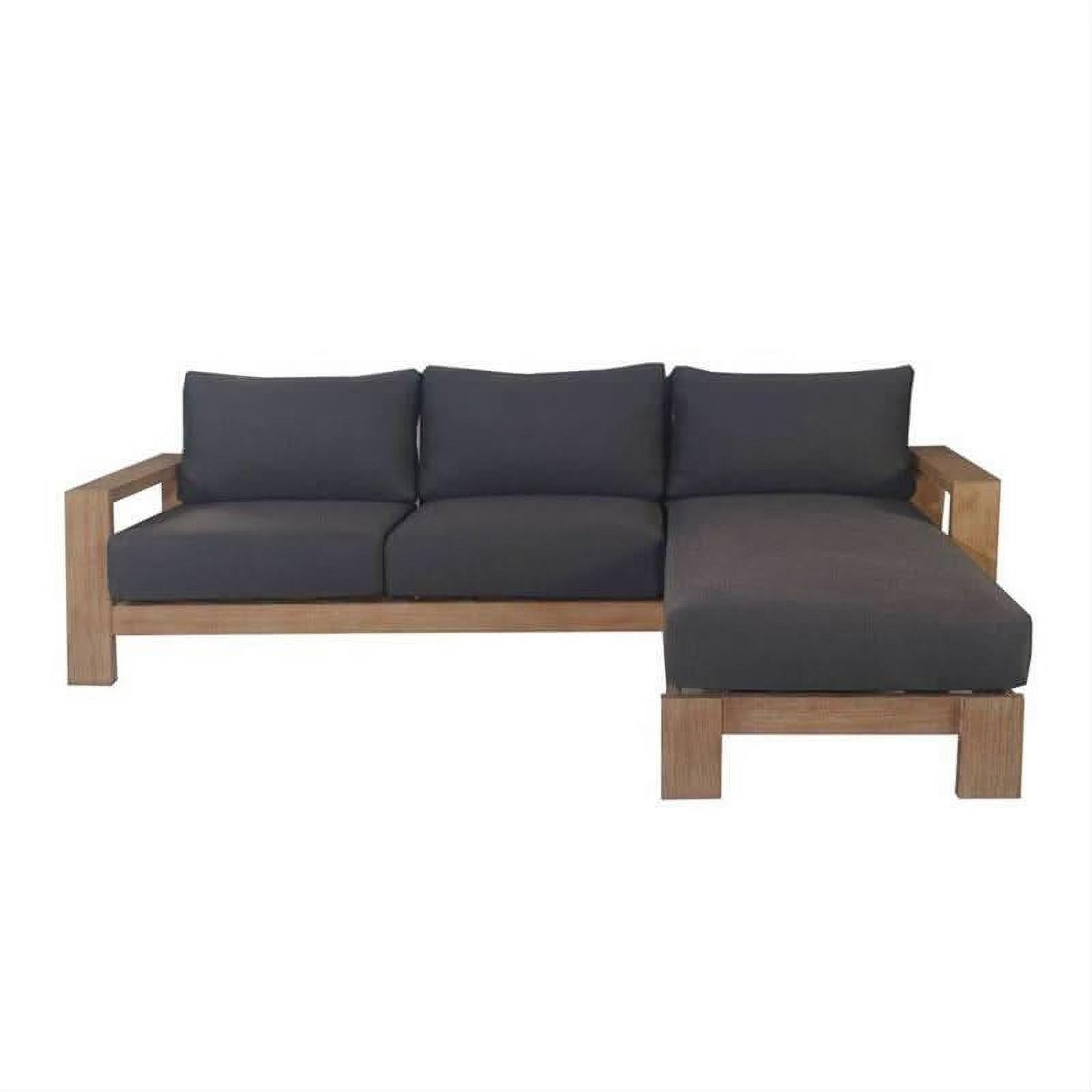 Alanya Hamptons Outdoor 3-Seater Sofa Settee Eucalyptus Frame in Dark Charcoal - Chocolate Wood