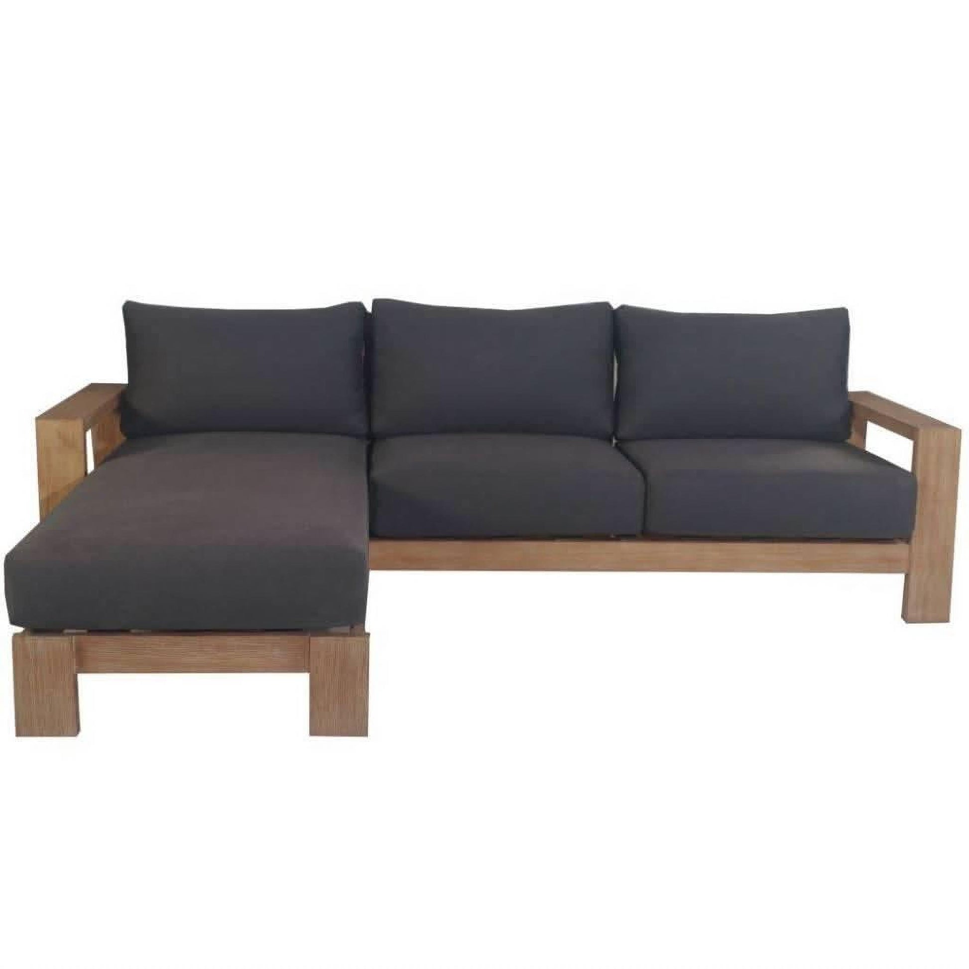 Alanya Hamptons Outdoor 3-Seater Sofa Settee Eucalyptus Frame in Dark Charcoal - Chocolate Wood