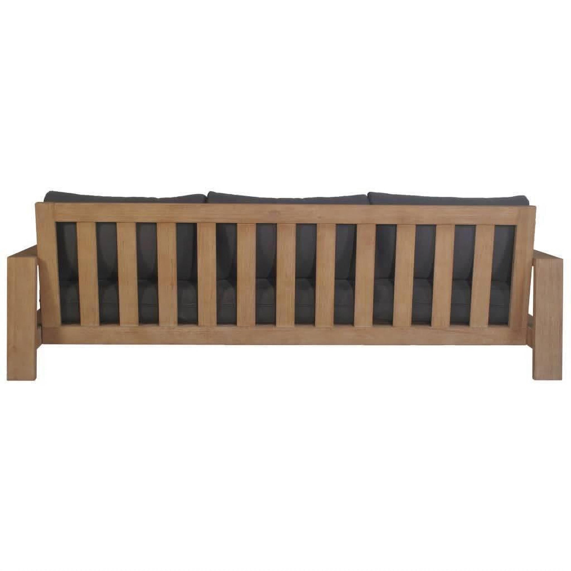 Alanya Hamptons Outdoor 3-Seater Sofa Settee Eucalyptus Frame in Dark Charcoal - Chocolate Wood