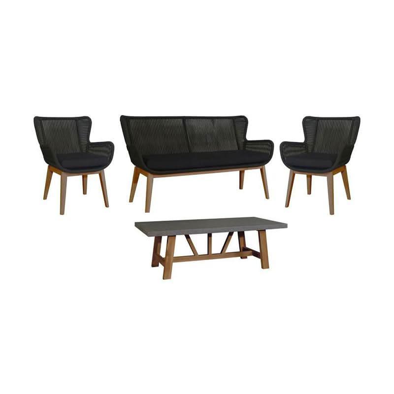 ALANYA HAMPTON OUTDOOR 4-PIECE LOUNGE SETTING SOFA SET - MyChocolateWood