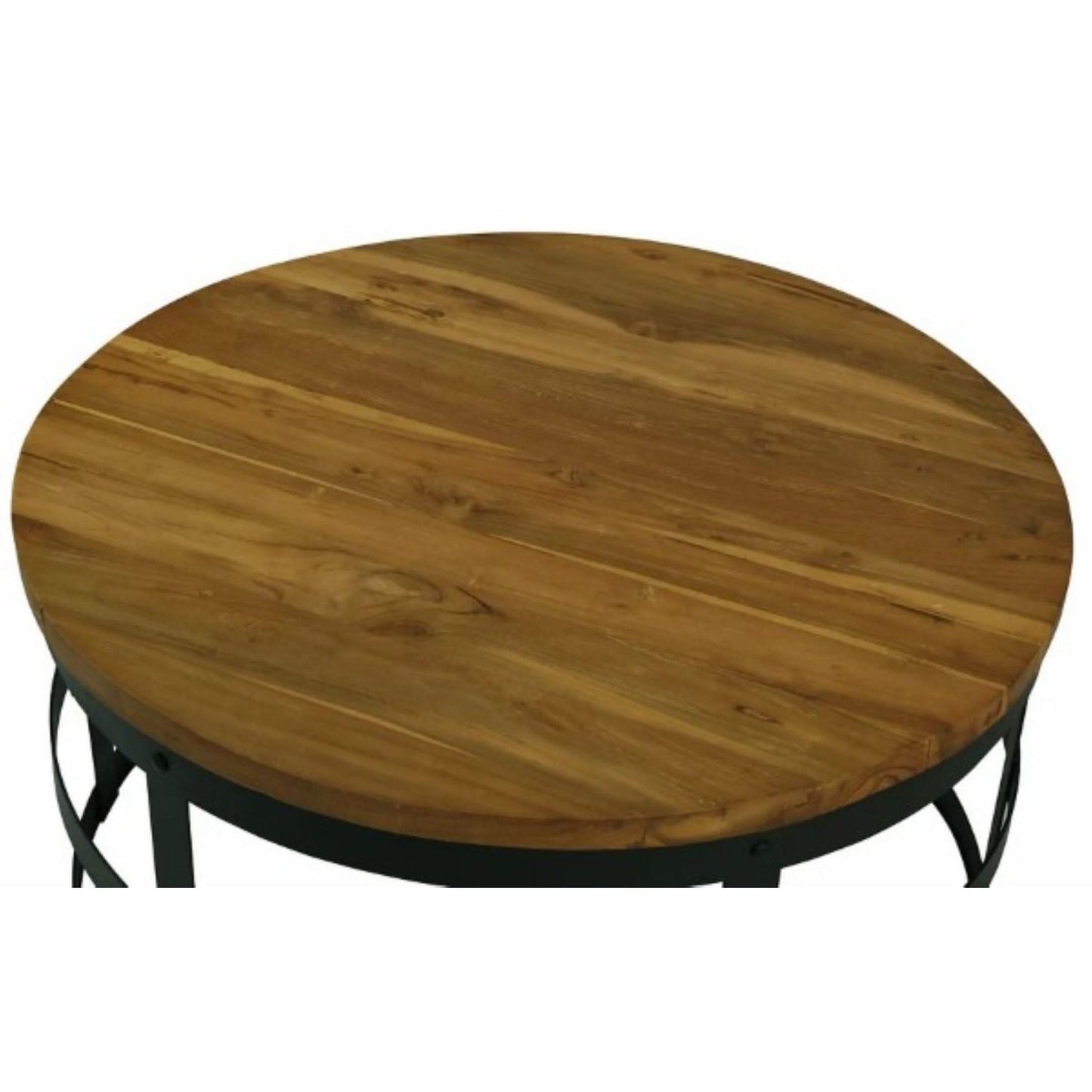 ALBASHA RECYLCED PINE & METAL ROUND COFFEE TABLE NATURAL/BLACK