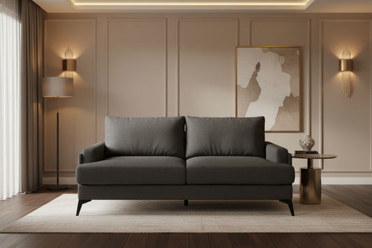 ALBERGO FABRIC 2-SEATER SOFA LOUNGE DARK GREY - MyChocolateWood