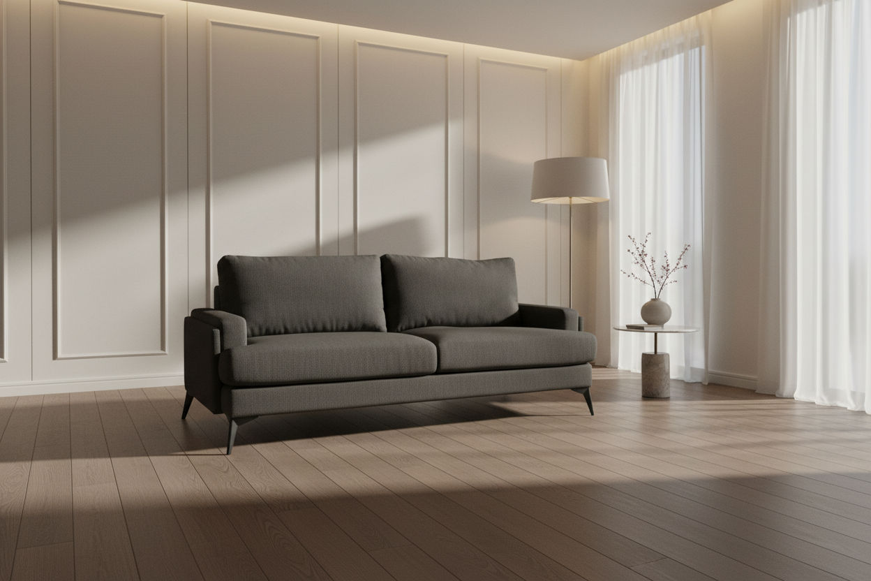 ALBERGO FABRIC 2-SEATER SOFA LOUNGE DARK GREY - MyChocolateWood