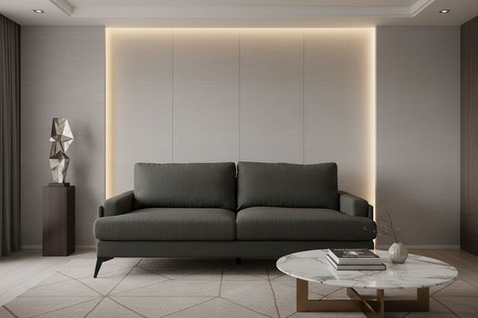 ALBERGO FABRIC 3-SEATER SOFA LOUNGE DARK GREY - MyChocolateWood