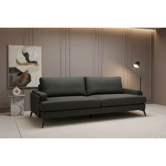 ALBERGO FABRIC 3-SEATER SOFA LOUNGE DARK GREY - MyChocolateWood