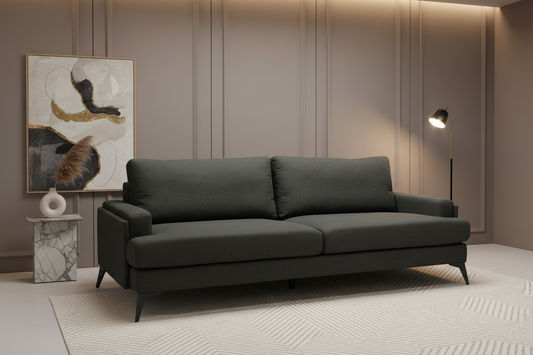 ALBERGO FABRIC 3-SEATER SOFA LOUNGE DARK GREY - MyChocolateWood