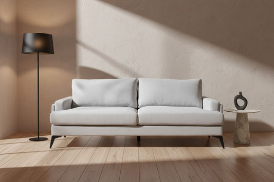 ALBERGO FABRIC 3-SEATER SOFA LOUNGE LIGHT GREY - MyChocolateWood