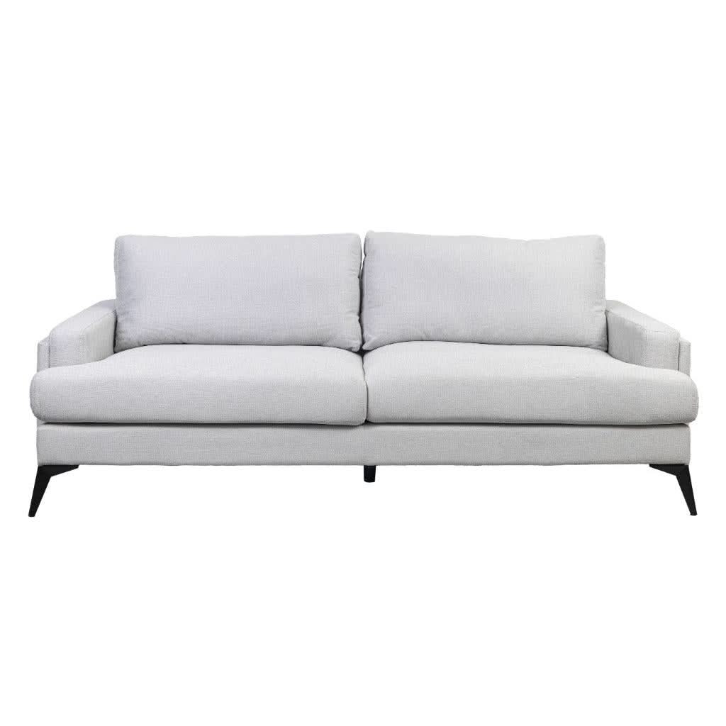Albergo Fabric 3-Seater Sofa Lounge in Light Grey - Chocolate Wood