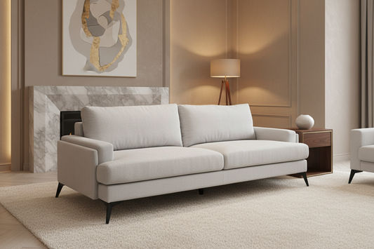 ALBERGO FABRIC 3-SEATER SOFA LOUNGE LIGHT GREY - MyChocolateWood