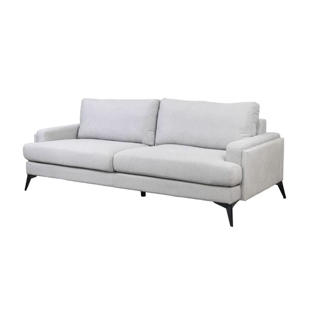 Albergo Fabric 3-Seater Sofa Lounge in Light Grey - Chocolate Wood