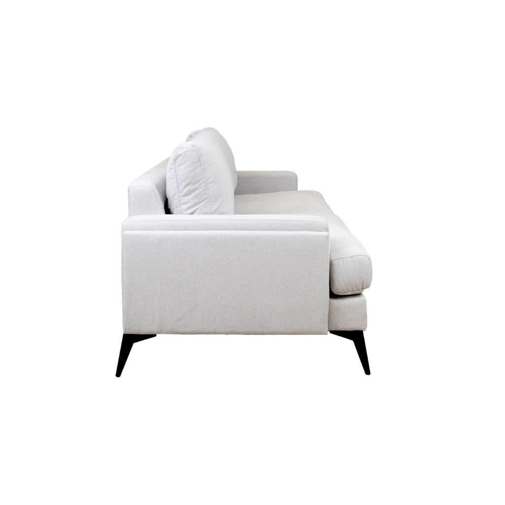 Albergo Fabric 3-Seater Sofa Lounge in Light Grey - Chocolate Wood