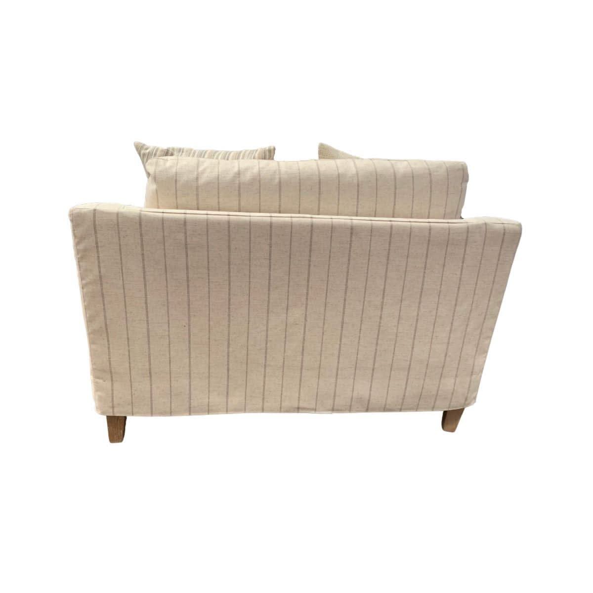 ALBERTO 1.5-SEATER XL HAMPTON STYLE ARMCHAIR SOLID PINE & HARDWOOD FRAME IN CALANTINO STRIPE 125CM - MyChocolateWood