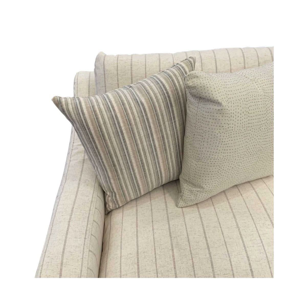 ALBERTO 1.5-SEATER XL HAMPTON STYLE ARMCHAIR SOLID PINE & HARDWOOD FRAME IN CALANTINO STRIPE 125CM - MyChocolateWood