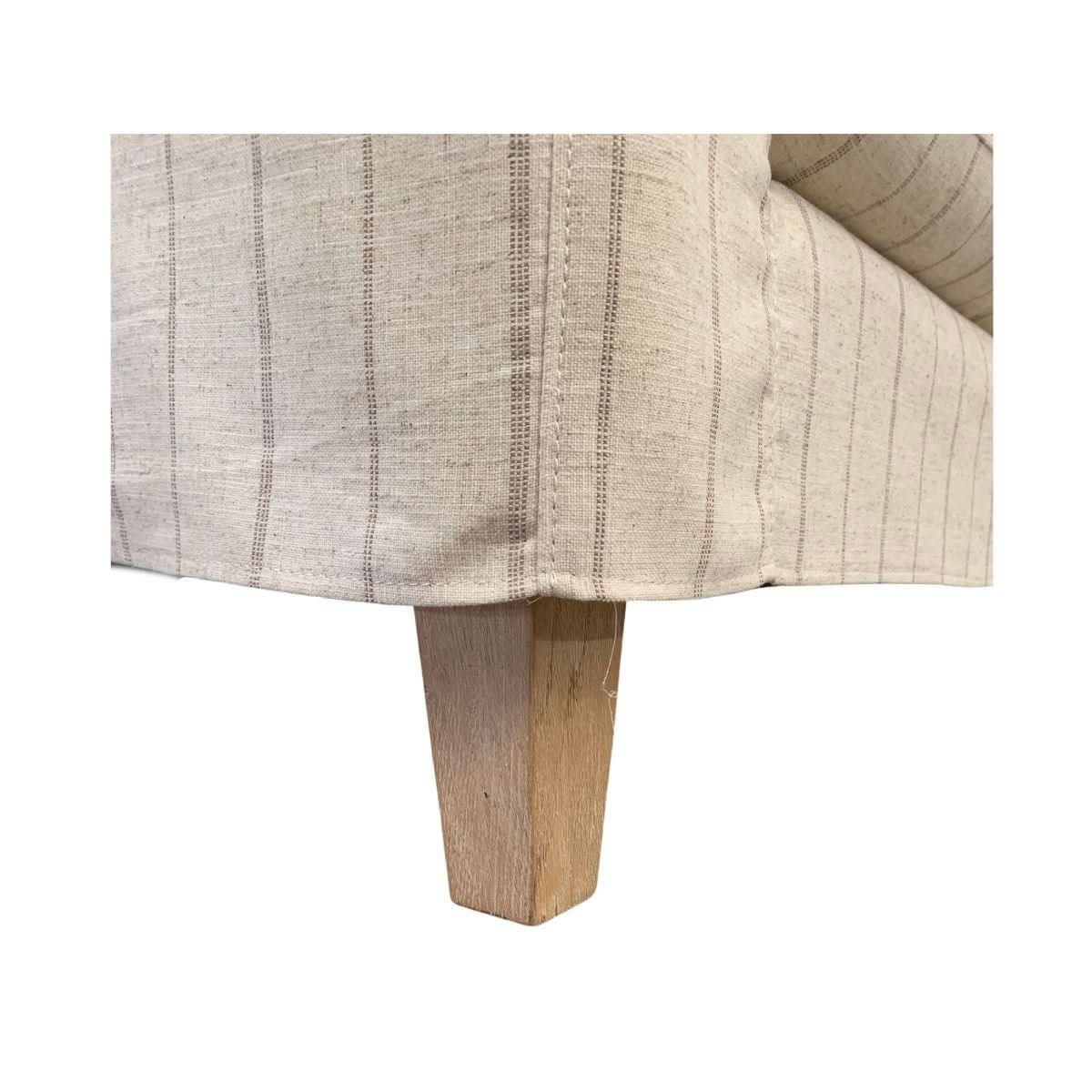 ALBERTO 1.5-SEATER XL HAMPTON STYLE ARMCHAIR SOLID PINE & HARDWOOD FRAME IN CALANTINO STRIPE 125CM - MyChocolateWood