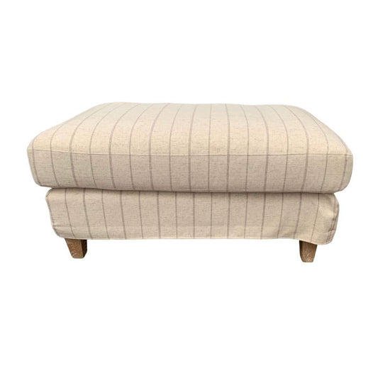 ALBERTO OTTOMAN FOOTSTOOL POUF SOLID PINE & HARDWOOD FRAME CALANTINO STRIPE - MyChocolateWood