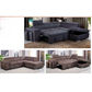 ALBRET FABRIC 2-SEATER SOFA BED + 2 OTTOMANS W/RHF MUSHROOM - MyChocolateWood