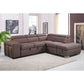 ALBRET FABRIC 2-SEATER SOFA BED + 2 OTTOMANS W/RHF MUSHROOM - MyChocolateWood