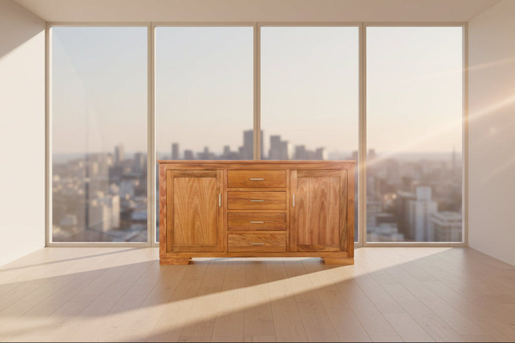 ALDO TASMANIAN BLACKWOOD TIMBER BUFFET SIDEBOARD 2 DOORS 4 DRAWERS 160CM - MyChocolateWood