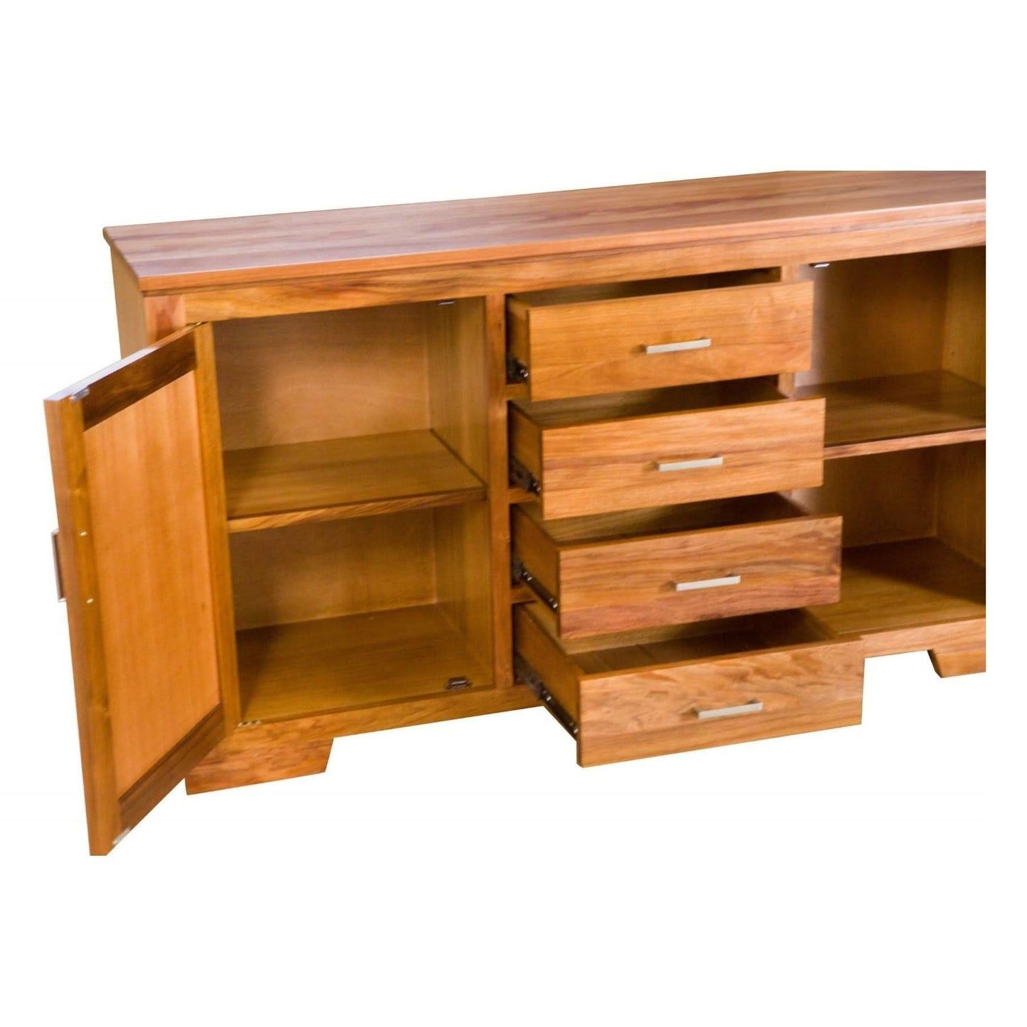 Aldo Tasmanian Blackwood timber buffet sideboard with two doors and four drawers, measuring 160cm, made of dark wood.