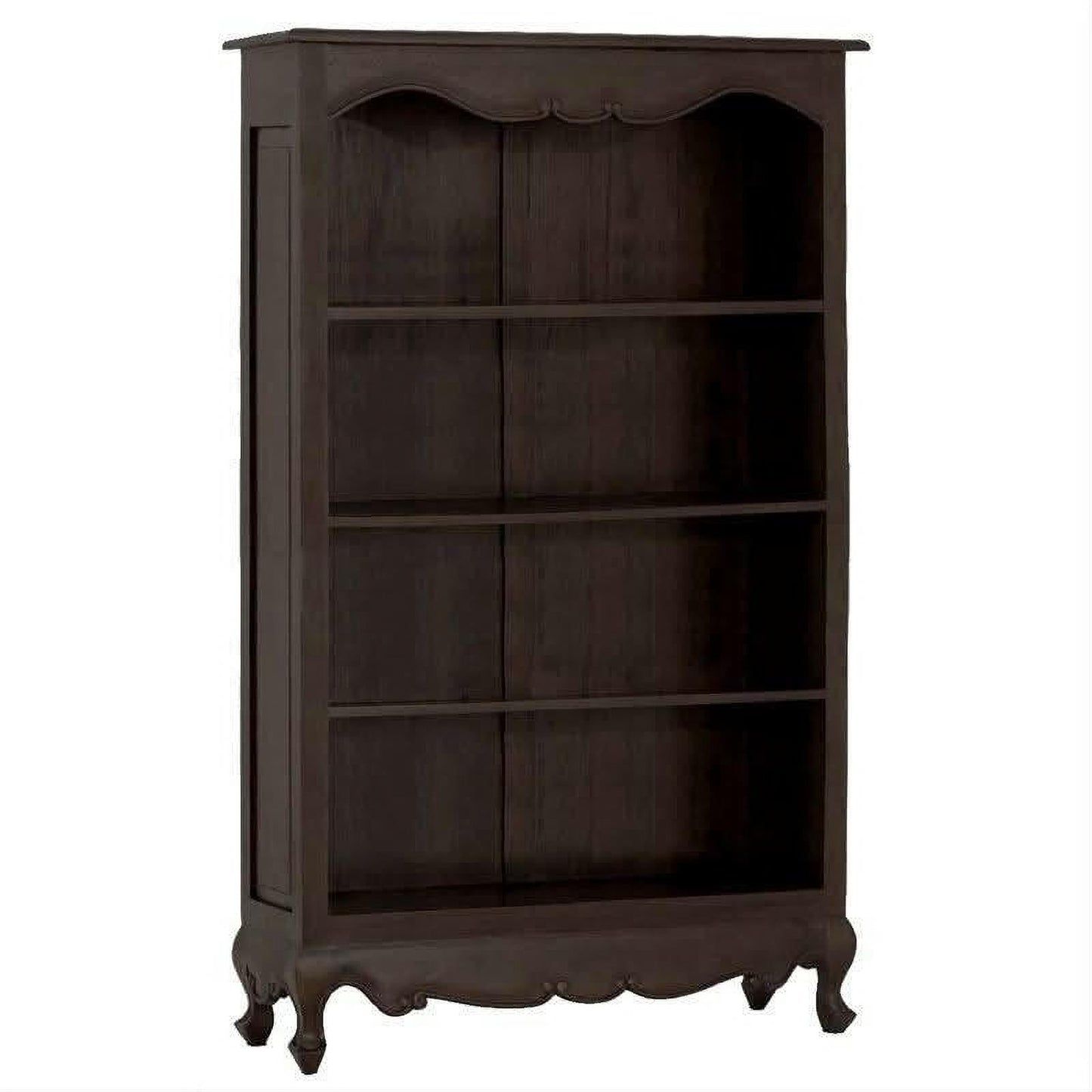 Alexei Queen Ann Style Solid Mahogany Bookcase in Chocolate - Chocolate Wood