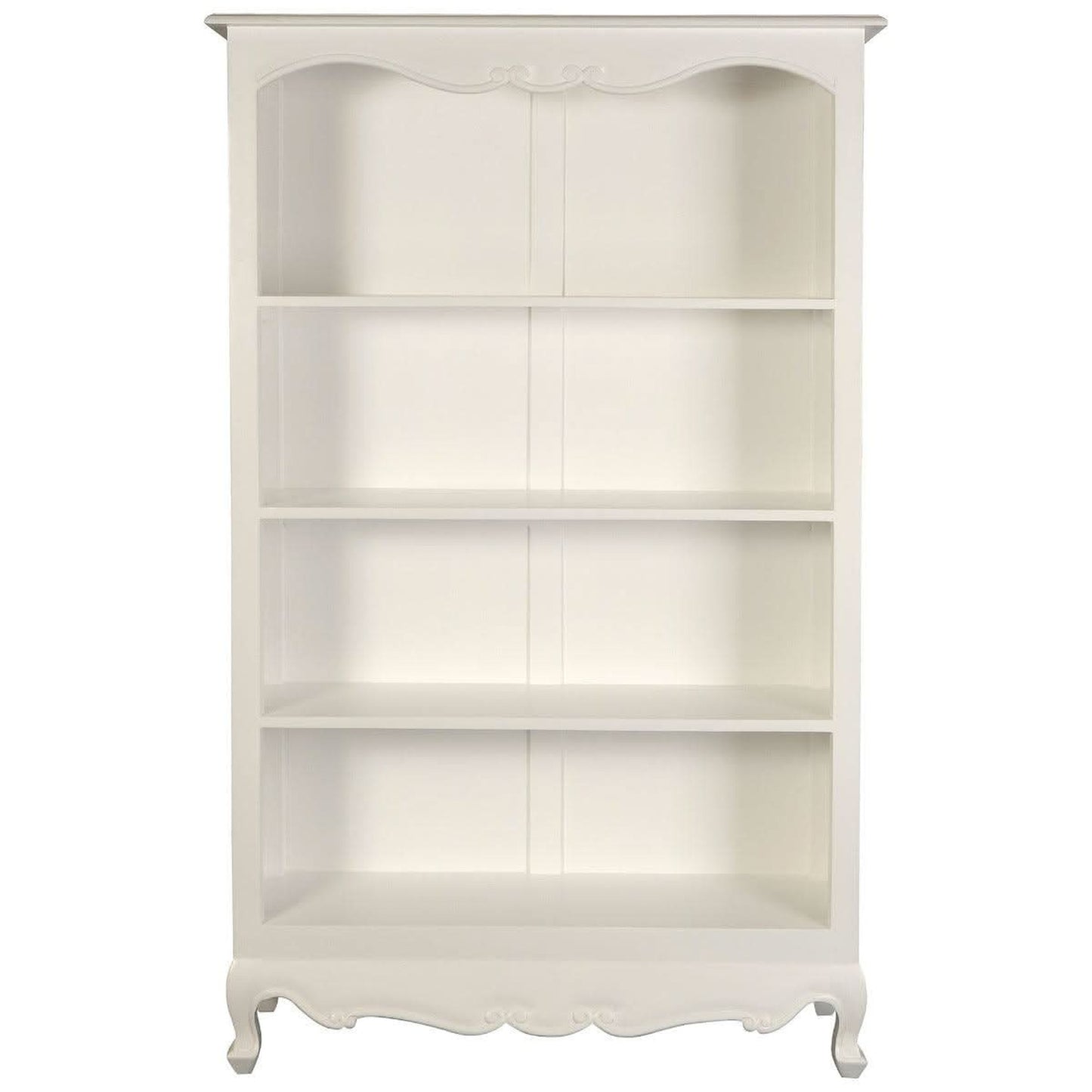 Alexei Queen Ann Style Solid Mahogany Bookcase in White - Chocolate Wood
