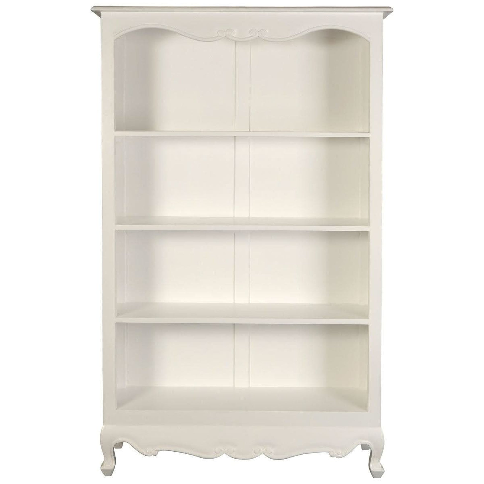 Alexei Queen Ann Style Solid Mahogany Bookcase in White - Chocolate Wood