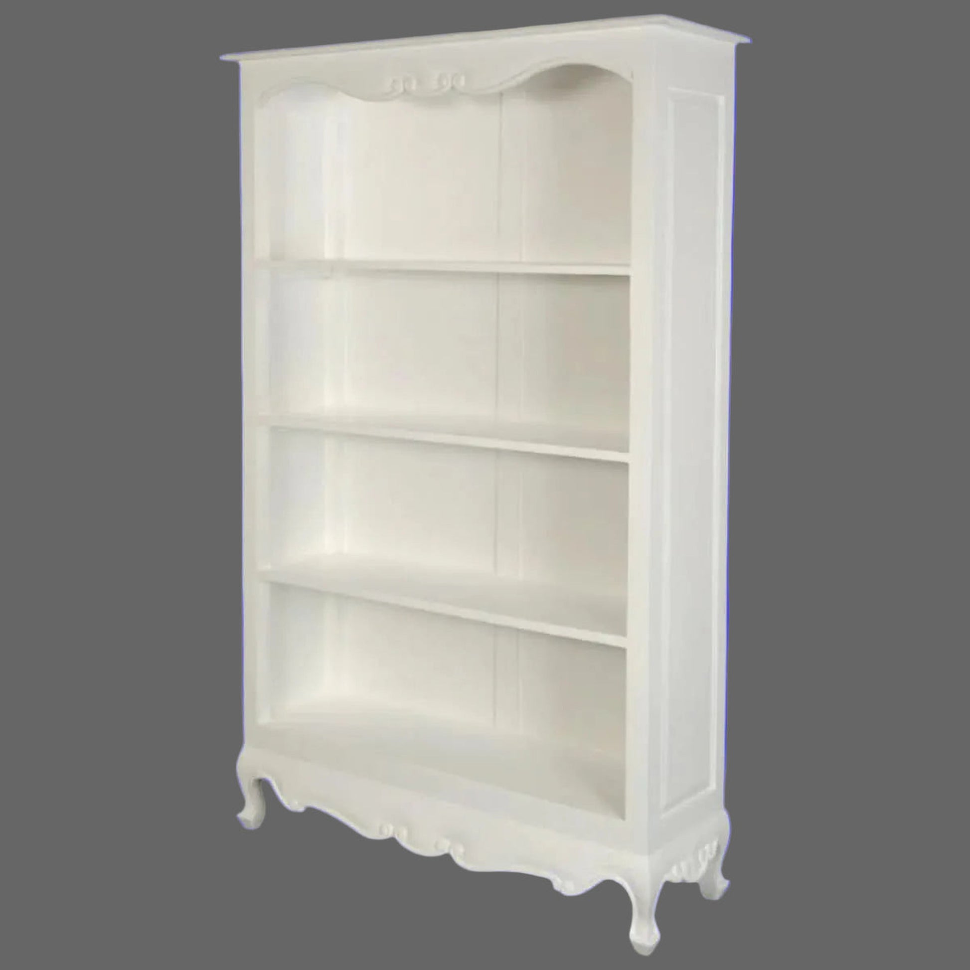 Alexei Queen Ann Style Solid Mahogany Bookcase in White - Chocolate Wood