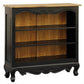 Alexei Queen Ann Style Solid Mahogany Low Bookcase in Black / Caramel - Chocolate Wood