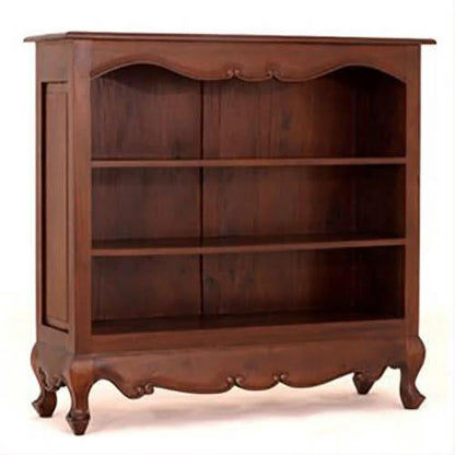 ALEXEI QUEEN ANN STYLE SOLID MAHOGANY LOW BOOKCASE IN MAHOGANY