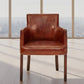 ALEXIA CARVER CHAIR IN ORIGINAL AGED LEATHER WITH BRASS STUD TRIM - MyChocolateWood