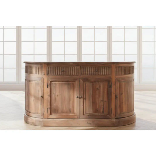 ALIMAR RECLAIMED PINE/RECLAIMED ELM TOP FRENCH VINTAGE CURVED SIDEBOARD/BUFFET  NATURAL - MyChocolateWood