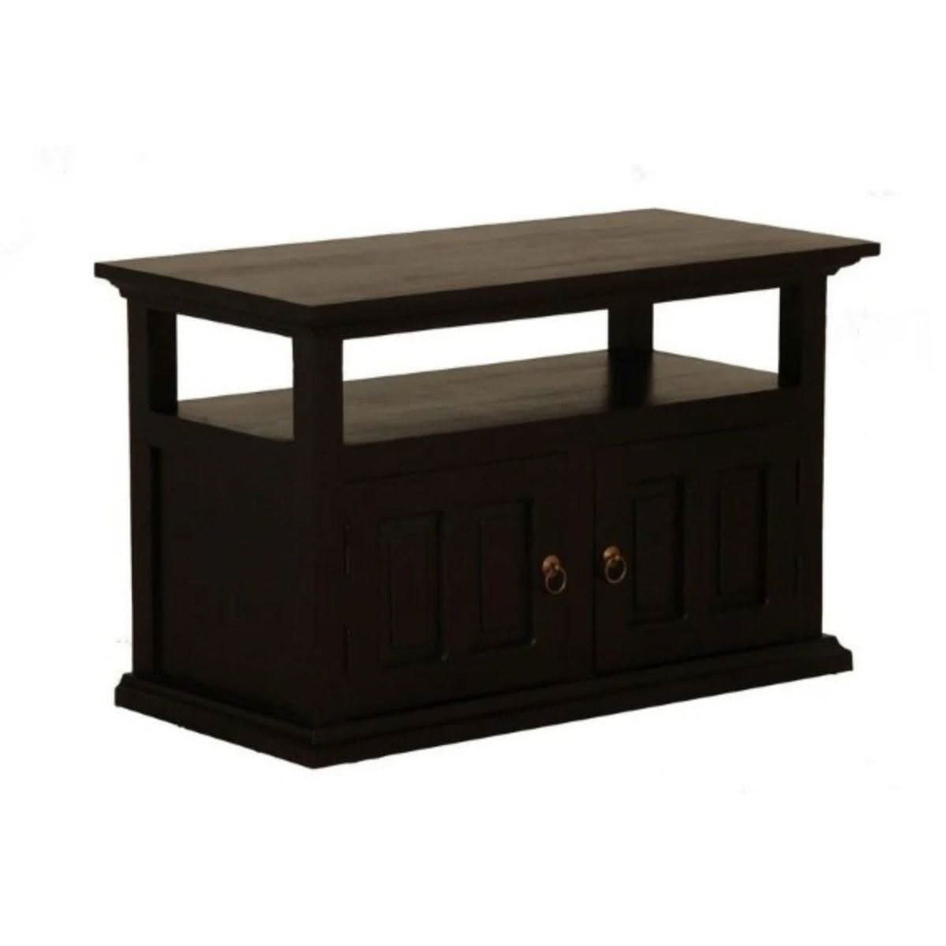 Allenby Solid Mahogany 2-Door TV Unit with Shelf 97cm in Chocolate - Chocolate Wood