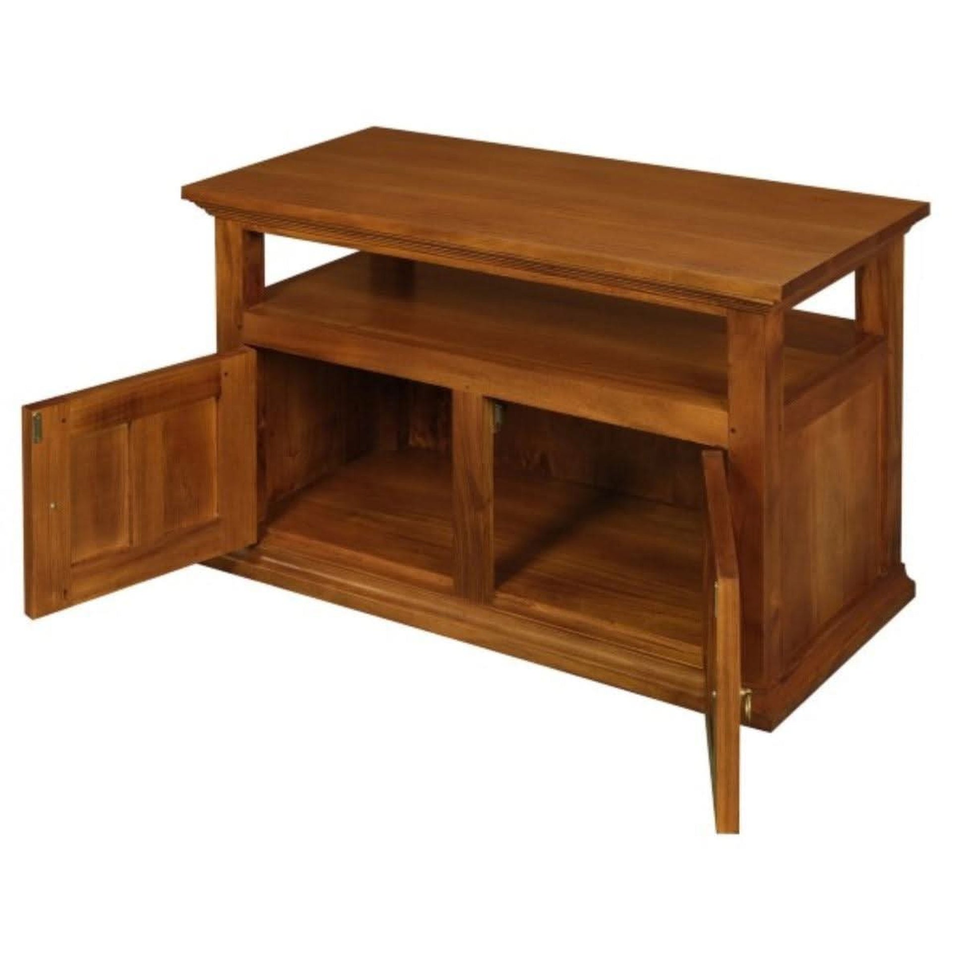 Allenby Solid Mahogany 2-Door TV Unit with Shelf 97cm in Light Pecan - Chocolate Wood