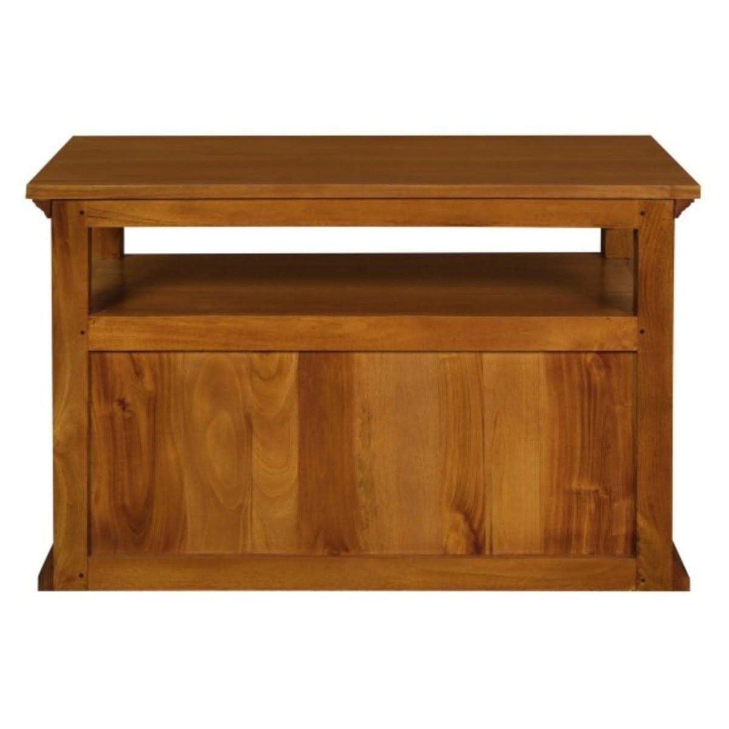 Allenby Solid Mahogany 2-Door TV Unit with Shelf 97cm in Light Pecan - Chocolate Wood